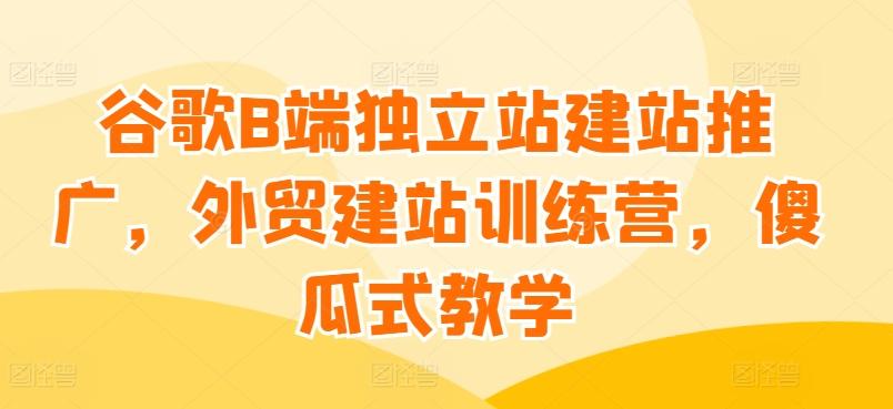 谷歌B端独立站建站推广，外贸建站训练营，傻瓜式教学-极速轻创