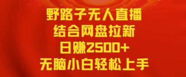 野路子无人直播结合网盘拉新，日赚2500+，小白无脑轻松上手【揭秘】-极速轻创